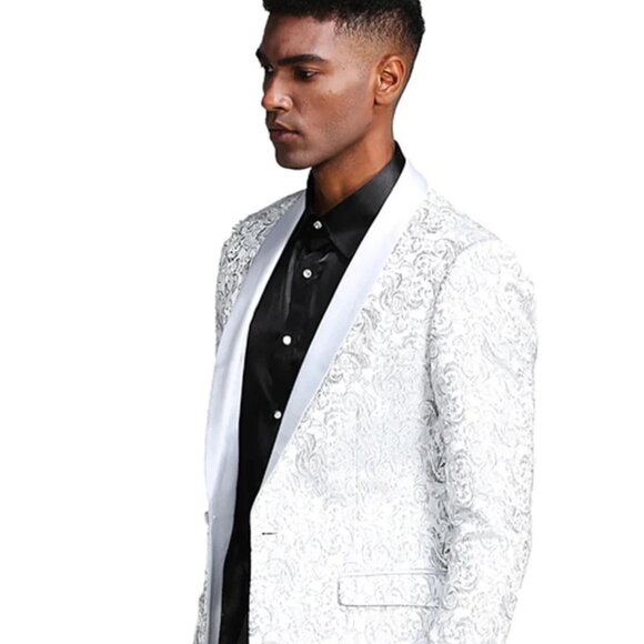 All White Mens Tuxedo -  Wedding Suit - Mens Modern Fit 2 Button Tuxedo In White main image 0